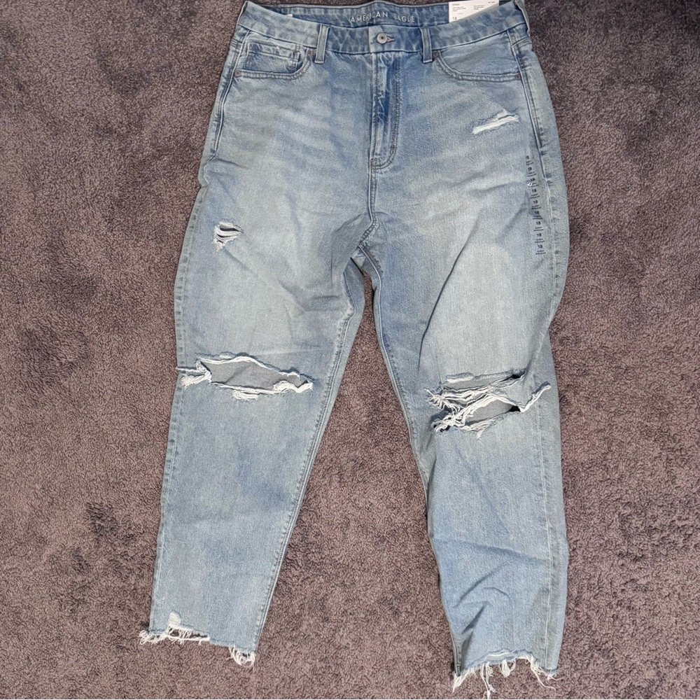 American Eagle Outfitters Light Wash Ripped Cropped Jeans